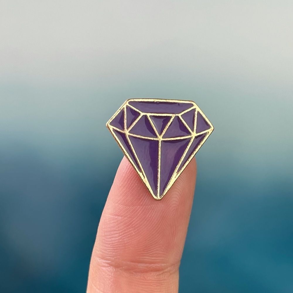 Purple Crystal Gem Enamel Pin/ Brooch Lapel